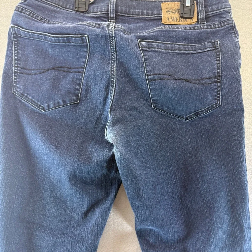 Perry Ellis America Mens Dark Wash Straight Leg Denim Jeans Blue 34x32